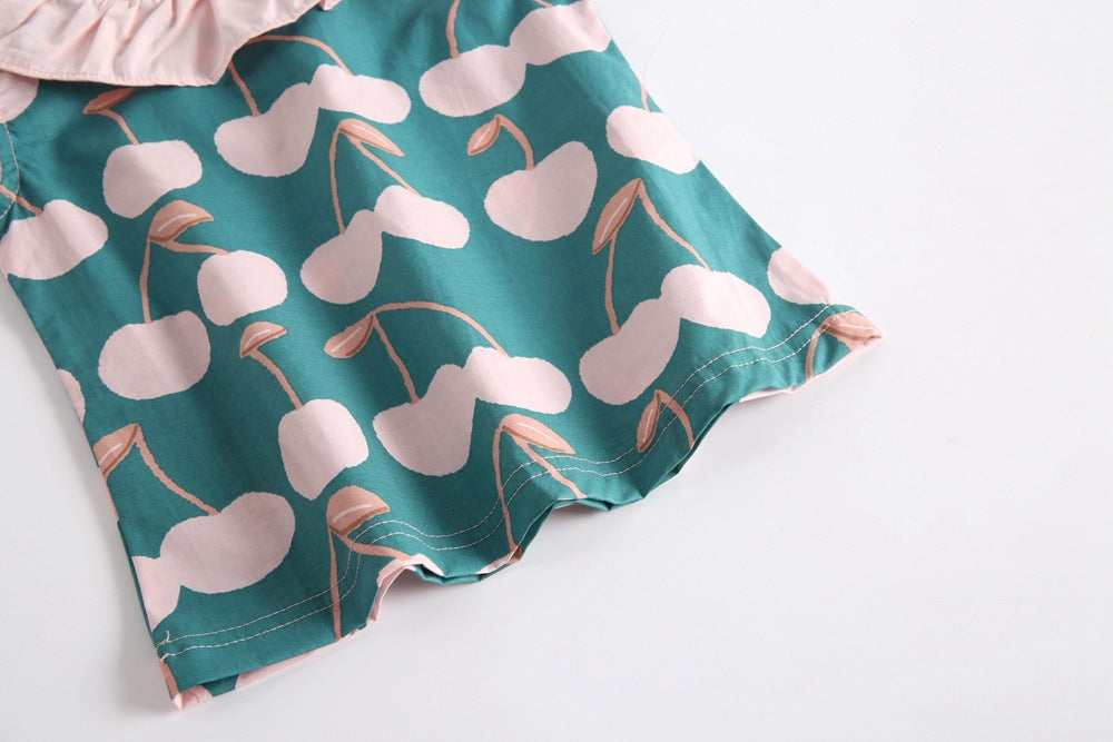 Baby Girl Cherry Print Ruffled Bodysuit