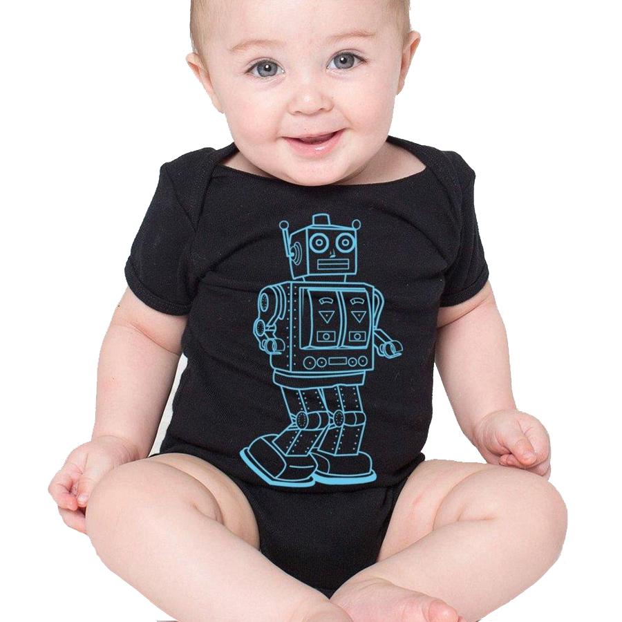 Vintage Robot Baby Onesie – Soft Cotton Infant Bodysuit for Boys & Girls | Retro Robot Graphic Baby Outfit