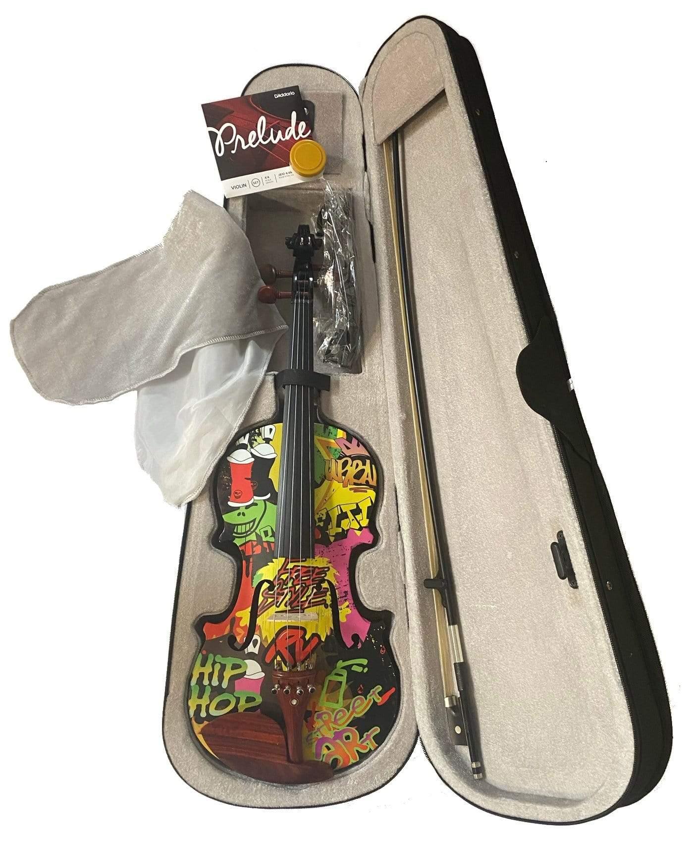 Rozanna's Graffiti Art Violin Outfit w Carbon Fiber Bow Case Crystal